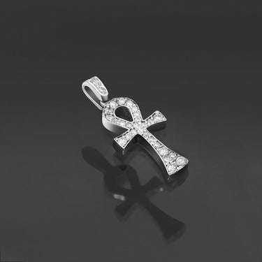 14k Gold Small Diamond Ankh Pendant 0.25 Ctw